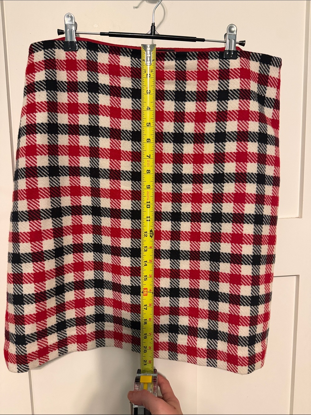 Talbots Wool Blend Red Black White Plaid Mini Skirt Academia Office Wear size 12 - Picture 8 of 8